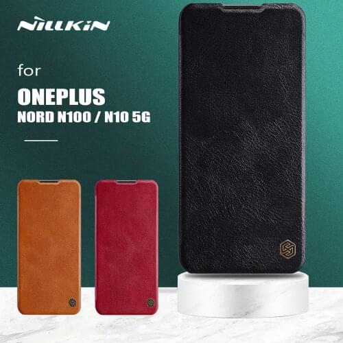 Nillkin for Oneplus Nord N100 N10 5G Case Qin Flip Leather Case Wallet Card Slot Protective Cover for Oneplus Nord N100 N10 5G
