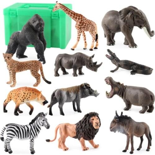 New Simulation wild Animals World Model Toys Set Zebra Lion Giraffe Hippo Action Figures Educational Toy Children Kid Toy Figure