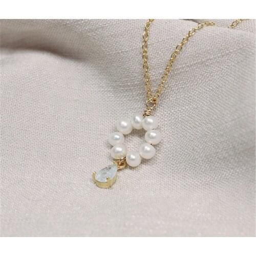 Natural Pearl Drop Light Blue Zircon Necklace 925 Sterling Silver Clavicle Chain Necklace Small Fresh Female Banquet Occasion