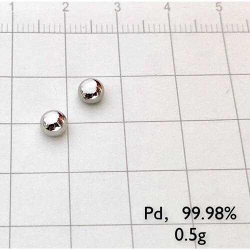 Palladium metal element 46 Pd sample single shiny pellet 0.5 gram 99,98
