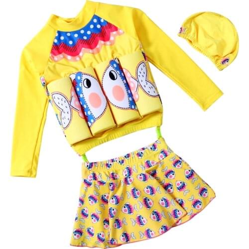 Toddler Baby Girl Floating Swimdress Long Sleeve Buoyancy FloatSuit Children Swimwear UV UPF50+ Protective Training Swimsuit