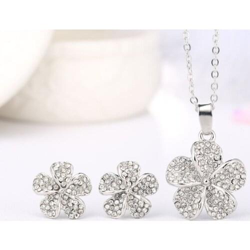 QiLeSen Fine jewelry 925 sterling silver suitable for ladies set, Petal silver Necklace Earring Set YW167