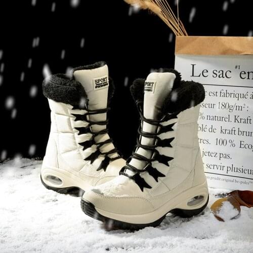 2021Hotbuy Women Quality Waterproof Winter Keep Warm Mid-Calf Snow Boots Ladies Lace-up Comfortable Boots Chaussures Femme