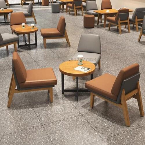 Solid Wood Net Red Milk Tea Shop Coffee Shop Sofa Deck Table And Chair Combination Reception Lounge Single Book Bar Chair