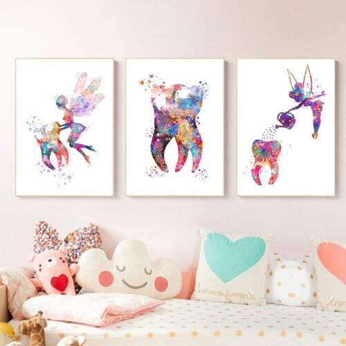 Nordic Cartoon Abstract Teeth Pink Childrens Room Decor Canvas Painting Modern Childrens Bedroom Art Wall Home Decor Poster