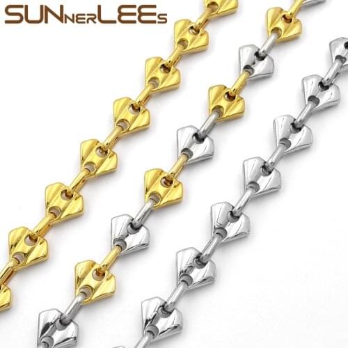 SUNNERLEES Jewelry Stainless Steel Necklace 11mm Heart Link Chain Silver Color Gold Plated Mens Womens Gift SC01 N