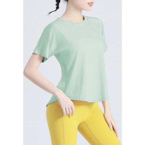 Ropubeauty Yoga Shirts Short Sleeve Sportswear Running Sport Top Fitness Women Gym Clothing Loose Workout Shirt Yoga Tops Summer