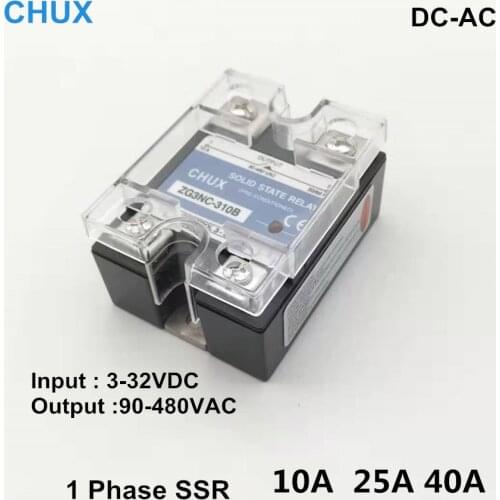 Solid State Relay 10a 3-32VDC Single Phase 90-480VAC DC To AC SSR Relays 25A 40A 40DA 25DA