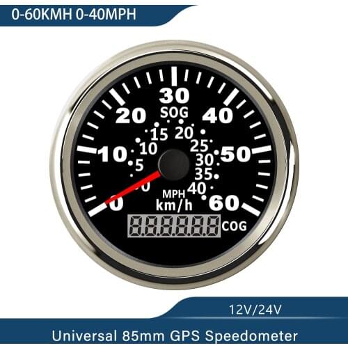 Universal 60KM/H 40MPH GPS Speedometer For Boat Yacht Vessels With Red Backlight(customized) 3-3/8'' (85mm) 12V/24V