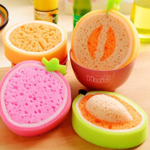 Thickened Scouring Pad Sponge Fruit Shape Rag Cleaning Rag Scouring Pad Household Cleaning Tool Kitchen Cleaning Towel