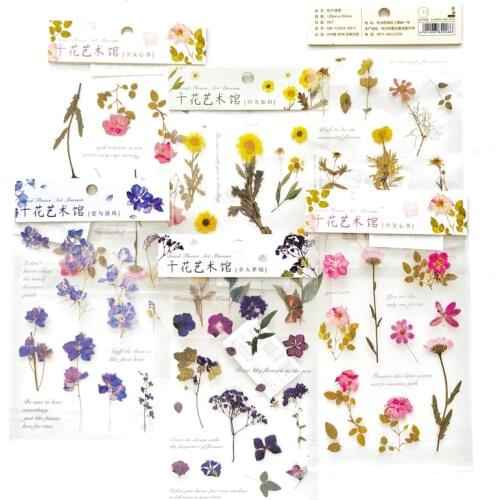 1 Sheet /Pack Dried Flowers Art Museum Sticker Notebook Diary DIY Decoration