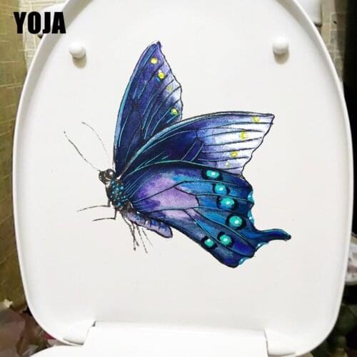 YOJA 17.3X22.5CM Funny Cartoon Butterfly Childern Bedroom Decoration Wall Sticker WC Toilet Decal T1-2023