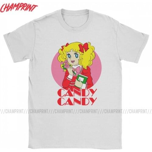 Funny Candy Candy Anime Japan T-Shirts Men O Neck Pure Cotton T Shirt 70s Anime Short Sleeve Tees Summer Clothes