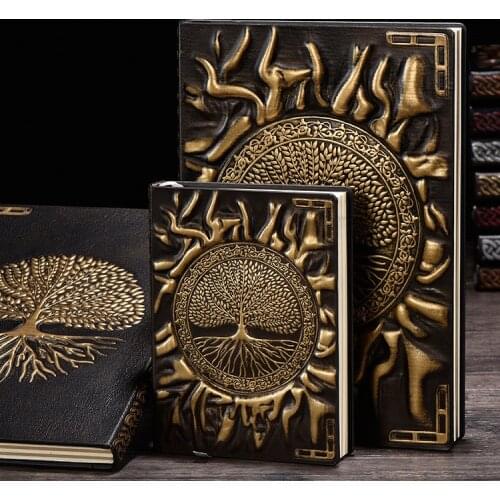 Notebooks Anaglyph Gilding The Tree of Life Retro Planner Bronze Book School Supplies Office Culture Education Journals Diary