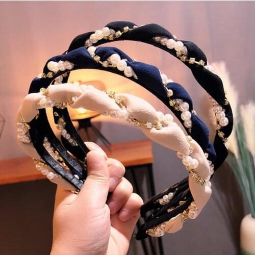 New 30pcs Pearl Headband Super Flash Crystal Winding Headband Hair Hoops Lady Elegant Fashion Hair Accessories Free Shippin