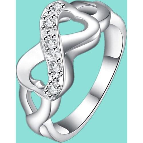925 Sterling Silver Love Rings For Women Heart Shaped Crystal Ring Wedding Engagement Jewelry Gift