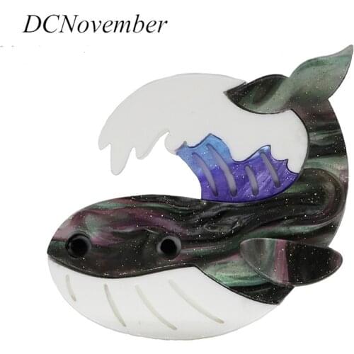 Animal Fish Brooch Acrylic Dolphin Whale Shark Puffer Marine Life 3 Colors Acetate Brooches Pins