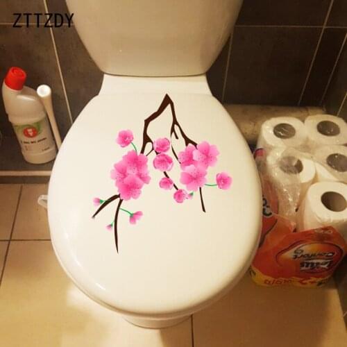 ZTTZDY 22.4*17.4CM Cartoon Peach Branch WC Decor Toilet Seat Stickers Home Room Wall Decal T2-0739