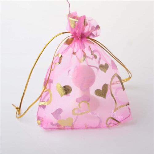 Wholesale 100pcs/lot 17x23cm Christmas Wedding Love Heart Drawstring Organza Bags Jewlery Packing Gift Bags