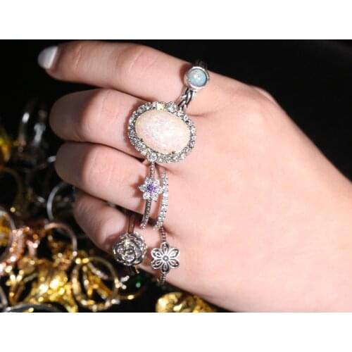 100pcs Luxry Opal Zircon Rings Random Ring Set Whole Sale Jewlery for Women Engagement Rings Set Random Mixed Finger-ring
