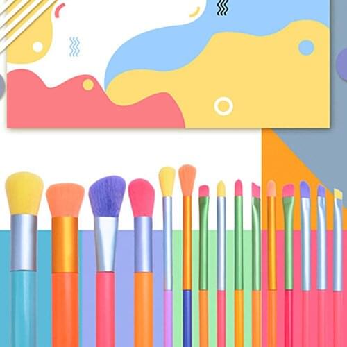 15pcs Makeup Brushes Professional Powder Foundation Eyeshadow Make Up Brush Set Synthetic Hair Colourful Makeup Brushes