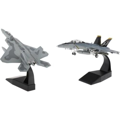 2Pcs 1:100 F-22 Airplane + F/A-18 Strike Model Aircraft Room Ornaments Gifts