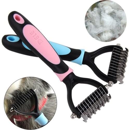 2 Side Pet Dog Cat Hair Grooming Comb Pet Hair Fur Knot Comb Brush Pet Deshedding Comb Rake Trimmer Clean Tool Dog Accessories