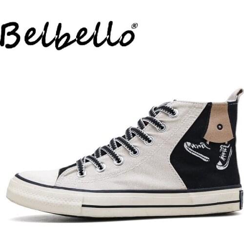 2019 autumn new Hong Kong style mens shoes Korean version of the wild high-top canvas shoes student shoes shoes tide shoes men