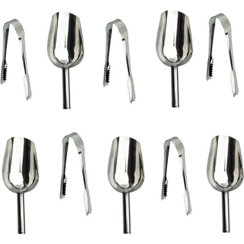5Pcs/set Stainless Steel Multi-purpose Shovel Grain Food Shovel Ice Cream Sweets Buffet Candy Bar Floating+5 Clips