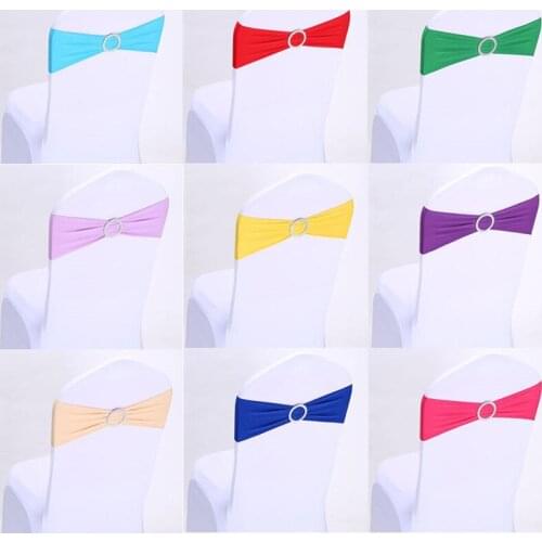 50/100pcs chair back flower elastic chair cover bow knot banquet decoration free wedding ribbon wedding hotel ribbon stool strap