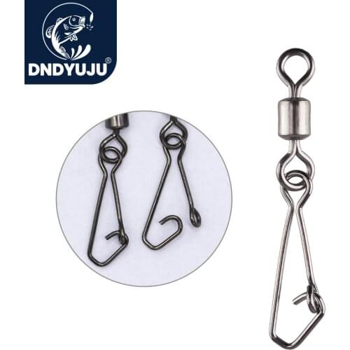 DNDYUJU 50pcs Fishing Connector Stainless Steel Fishing Swivels Interlock Rolling Swivel With Hooked Snap Fish Hook Connector