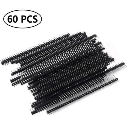 60pcs/lot Row 40 Pin 2.54mm Male Pin Header Connector PCB Board Pin Strip Electronic Component Raw for Arduino Prototype Shield