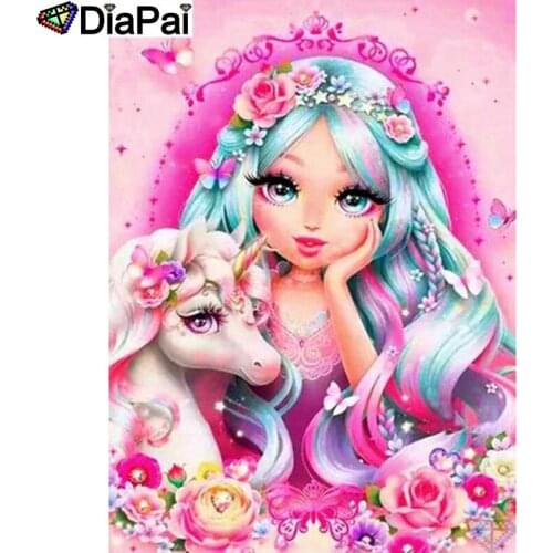 DIAPAI 5D DIY Diamond Painting 100% Full Square/Round Drill "Girl horse flower" Diamond Embroidery Cross Stitch 3D Decor A23475