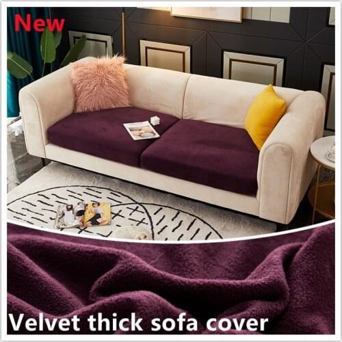 Velvet Long plush Sofa cover Cushion case thick Jacquard Winter slipcover Elastic 1/2/3/4 seat protector case