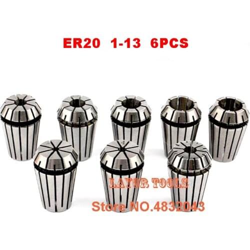 Free Shipping 6PCS for Choose ER ER20 Collet Chuck for Spindle Motor Engraving/Grinding/Milling/Boring/Drilling/Tapping
