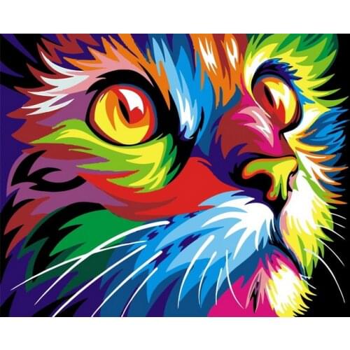 Frameless diy oil paintings by numbers cat picture by numbers for home decor canvas painting 4050 colorful kitty