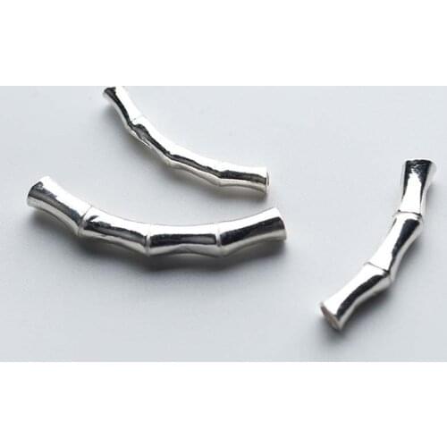 100% 925 Sterling Silver Bamboo Tube Charm Beads Fashion High Quality Spacer Beads Fit Bracelets Jewelry Gift DIY Accessories