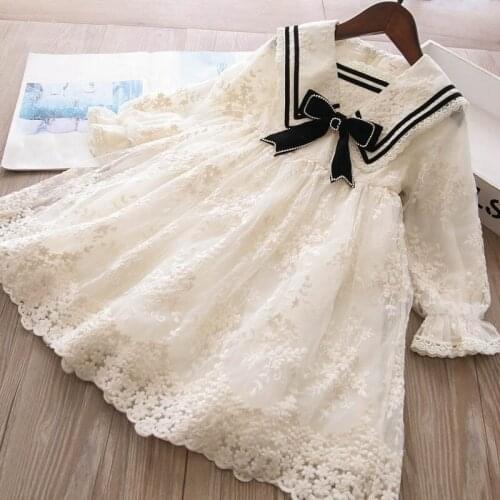 Girls Boutique dress wholesale 2021 fall new baby girl bow long sleeve princess dresses