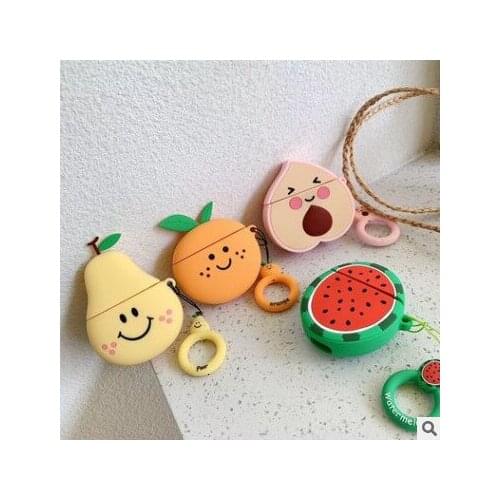 For Airpods Case 3D Cute Fruit Design Silicone Earphone Case For Apple Airpods 2 Case With Strawberry Pendant Keychain Key Ring