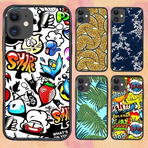 Anime Graffiti Vintage Flowers Phone Case For iphone 12 11 6 Mini Pro XS Max X XR 7 8 Plus Soft TPU Cover 12Pro 11Pro 12Mini