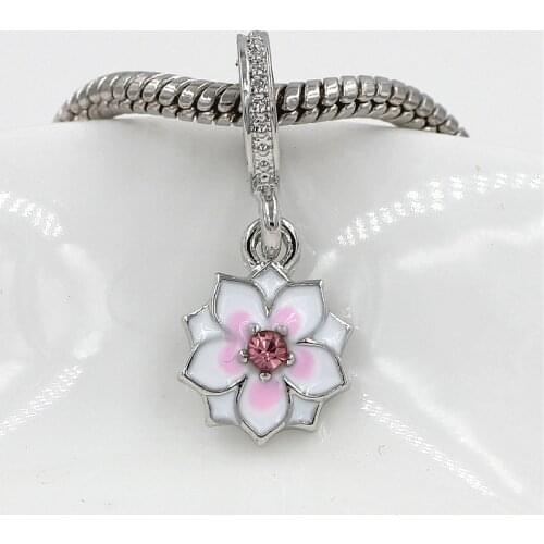 Peach blossom Charm Pendant DIY Beads Fit Pandora doar Charms bracelets Fashion Jewelry DIY Making