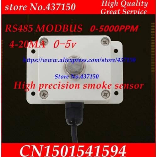 0-5000PPM RS485 modbus High precision smoke sensor 4-20ma 0-5v gas transmitter fire smoke detector smoke alarm probe