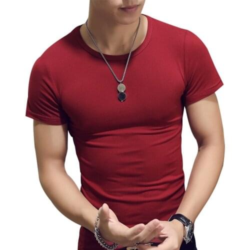 Hot Fashion Summer Casual Mens Shirts Short Sleeve T Shirt Mens O Neck T Shirt Men Cotton Solid Tee Tops tshirt Homme for Men