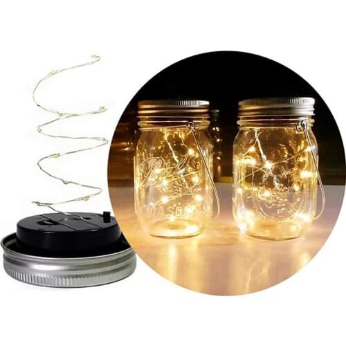 Solar Power Mason Jar Lid Lights Waterproof IP65 Fairy Jar Lids String Lights Lamp For Outdoor Patio Garden Xmas Wedding Party
