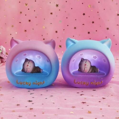 Cat Cute Playful Nightlight Decoration Desktop Fun Decorations Cartoon Cat Decoration Childrens Gift bedroom decor cute lamp