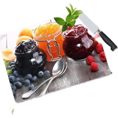 Glass Cutting Board Berries And Ahudud Jam Themed Glass Cutting Board 30 Cm X 40 Cm Heat Resistant Glass Cut table