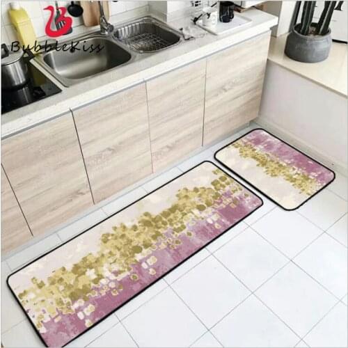 Bubble Kiss Kitchen Mat For Floor Bedroom Entrance Doormat Home Hallway Floor Decoration Living Room European Golden Pink Rug