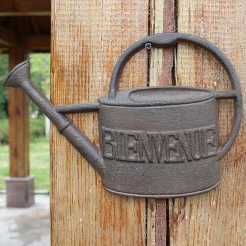 Watering Pot Cast Iron Welcome Plaque Signs European Vintage Home Garden Wall Decor BIENVENUE Welcome To My Garden Metal Symbol
