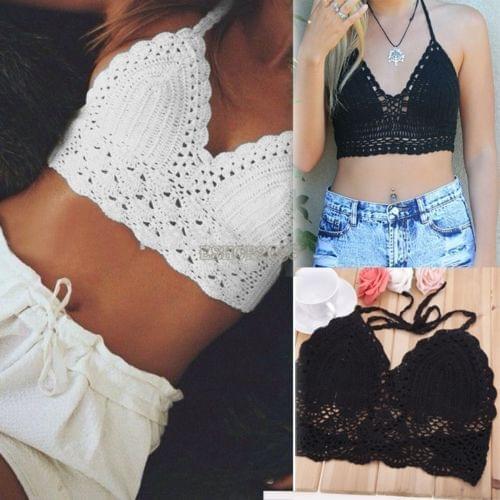 Hot Women Ladies Clothing Tops Sexy Crochet Unpadded Bralette Bralet Bra Bustier Tank Crop Top Blouse Clothes
