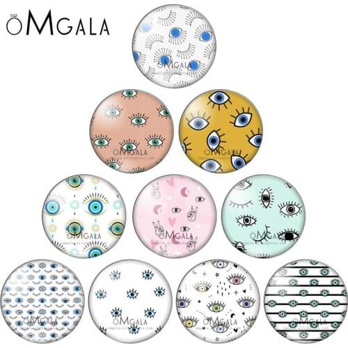Fashion Evil Eyes Art Painting Patterns 12mm/14mm/18mm/20mm/25mm Round photo demo glass cabochon flat back Making findings